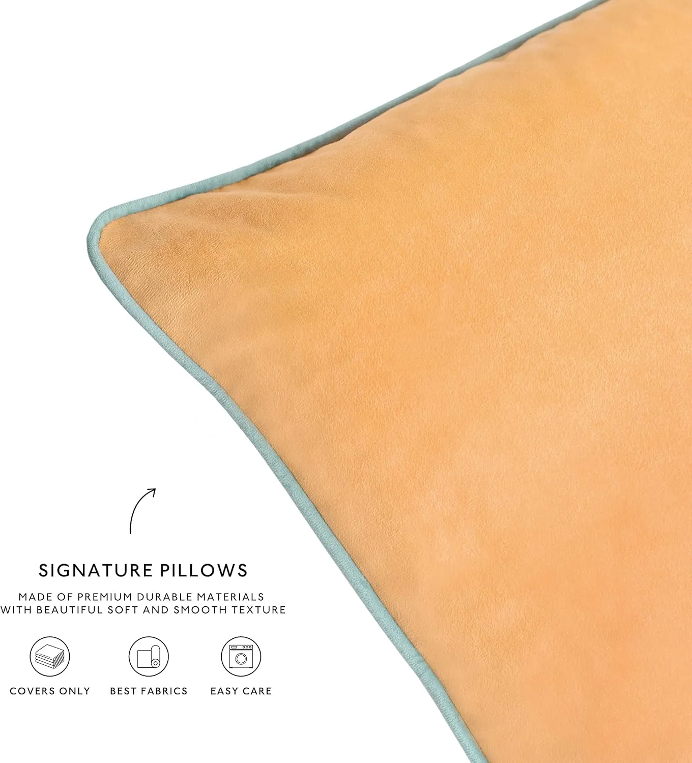 MONDAY MOOSE Decorative Throw Pillow Covers Cushion Cases, Set of 2 Soft Velvet Modern Double-Sided Designs, Mix and Match for Home Decor, Pillow Inserts Not Included (14x14 inch, Orange/Teal)