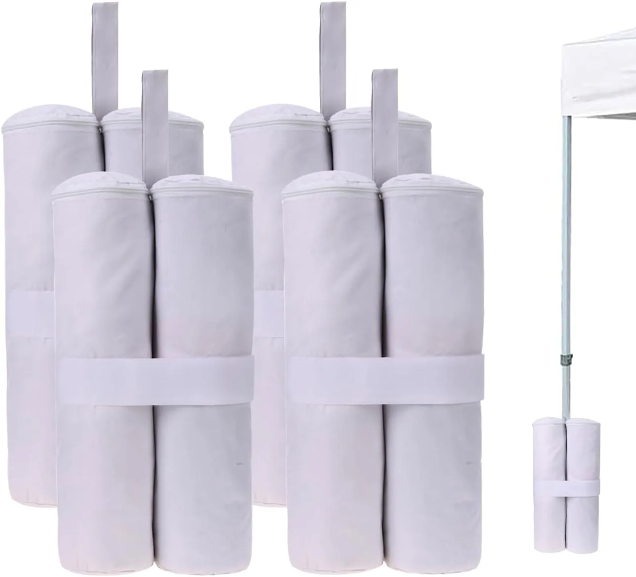 MOOCY White Sand Bags (120LBS) for Pop-Up Canopy Tent, 1680D Heavy Duty Weight Perfectly Matched With Gazebo/Patio Umbrellas, Set of 4