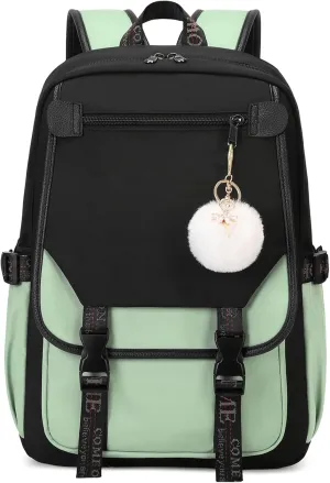 MOONBABY Girls Backpack School Bookbag for Teens Large Capacity Aesthetics Bags for Middle High School, Green