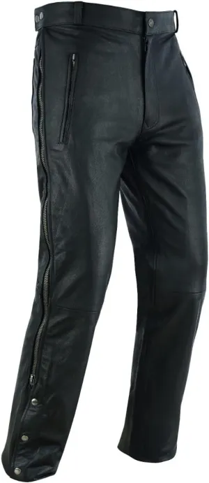 Motorcycle Leather Chaps/Pants for Men Biker Riding Cowboy Chaps Black Multi-Pocket Split Soft Leather Pants with Zipper
