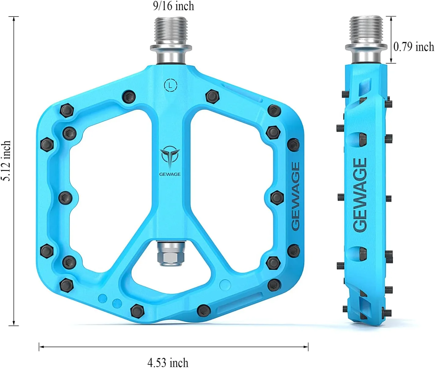 Mountain Bike Pedals - 9/16" Nylon Fiber Bicycle Flat Pedals -Bicycle Platform Pedals for Road Mountain BMX MTB Bike