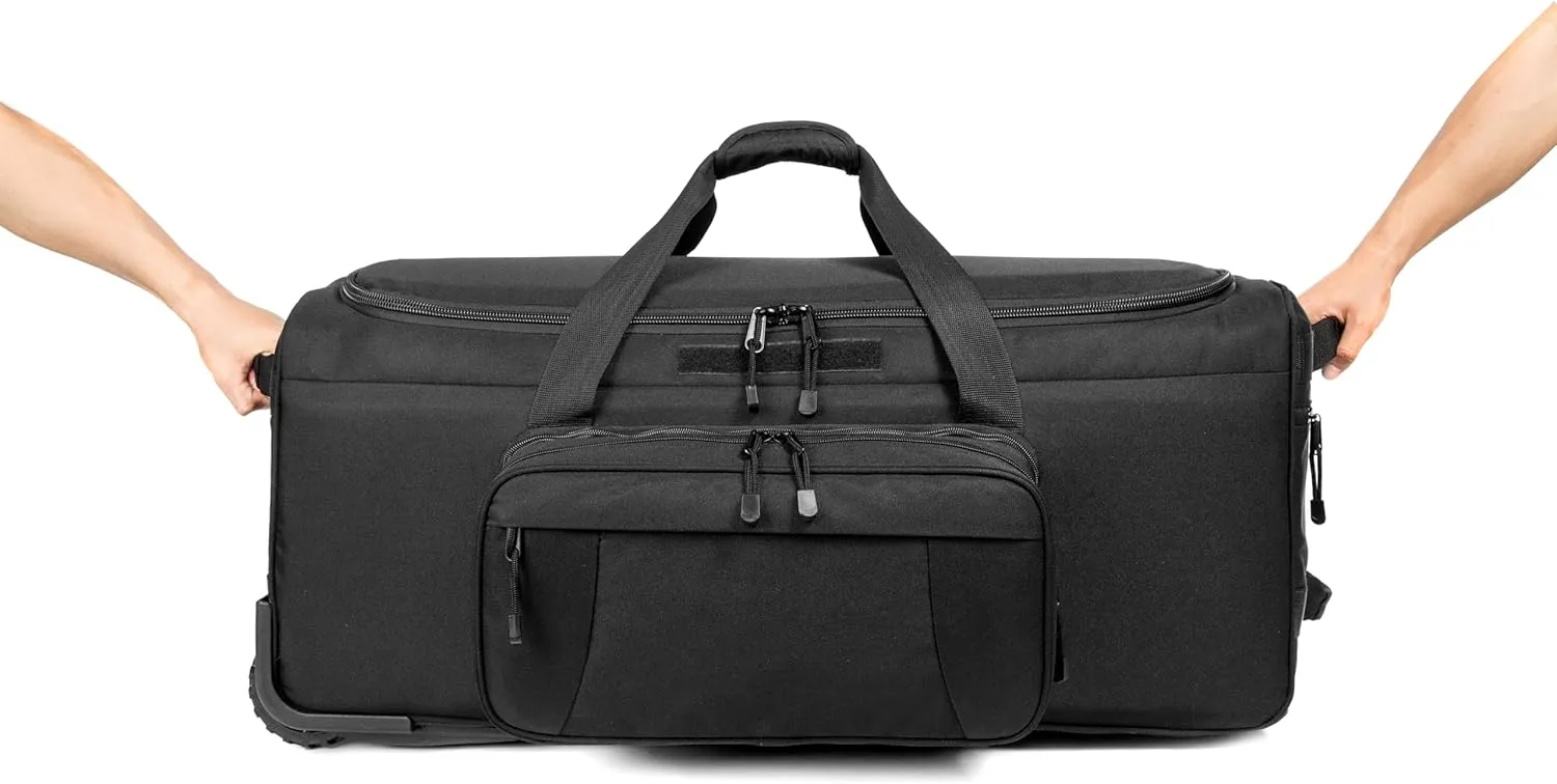 Mountain Land 120L Tactical Duffle Bag Rolling Duffle Bag with Wheels And Handle (Black)