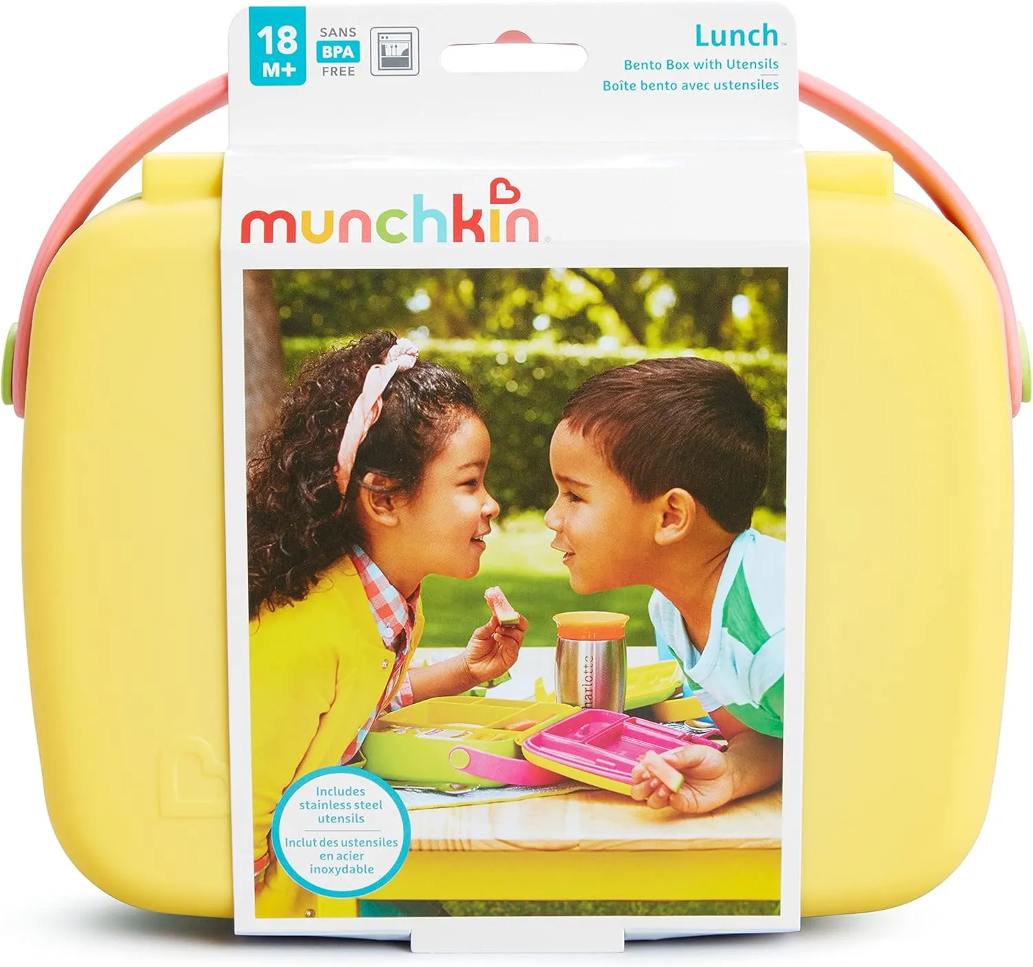 Munchkin® Lunch™ Bento Box for Kids, Includes Utensils, Yellow