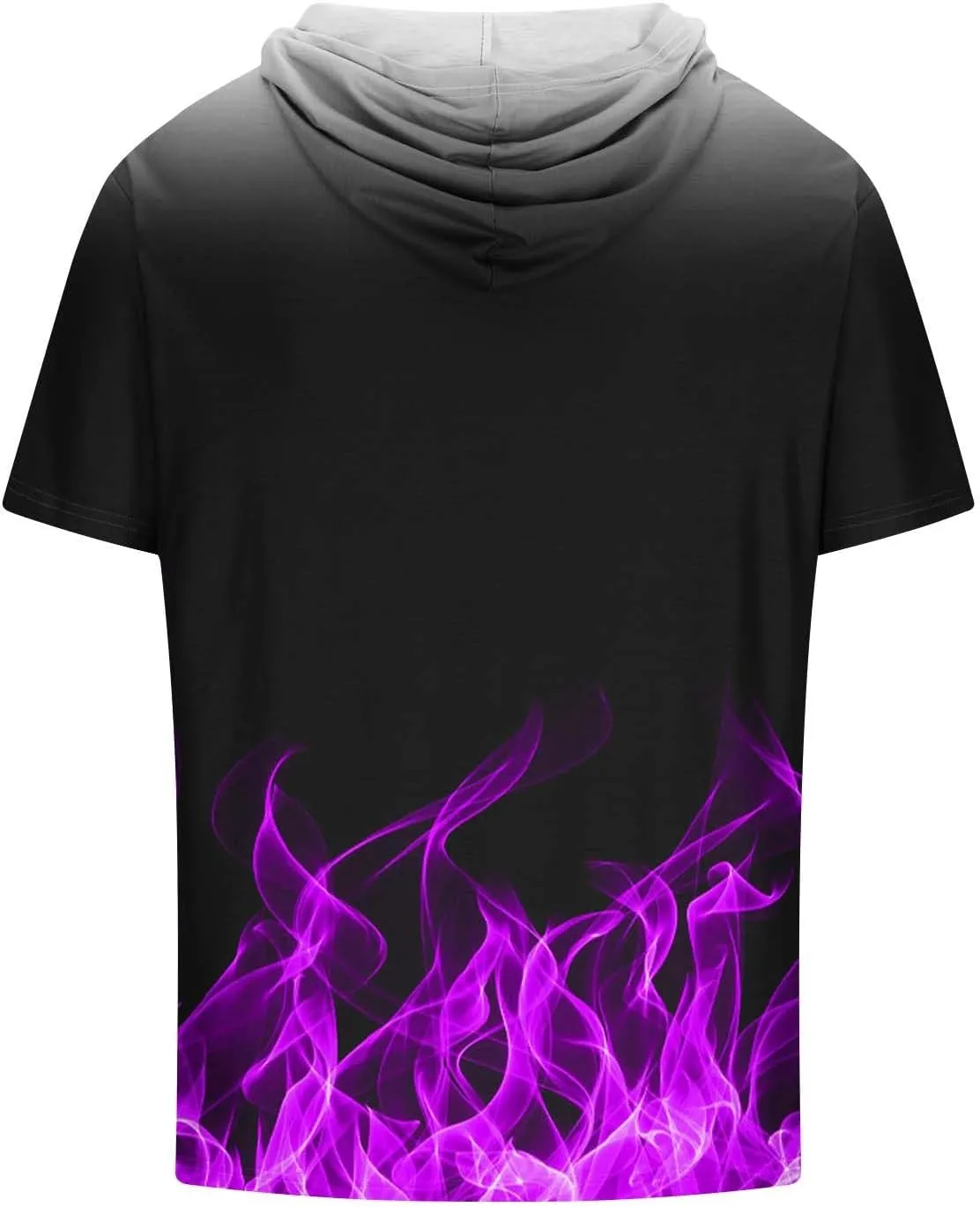 Muscularfit Graphic Tees Men 2024 Fashion Flame Print Drawstring Hooded Shirts Casual Short Sleeve Loose Pullover Workout Top