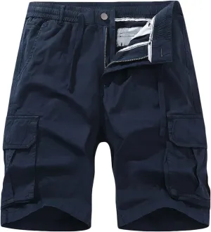 Muscularfit Men Shorts Cotton Drawstring Elastic Waist Cargo Shorts Multi Pockets Casual Work Utility Shorts Outdoor Fashion
