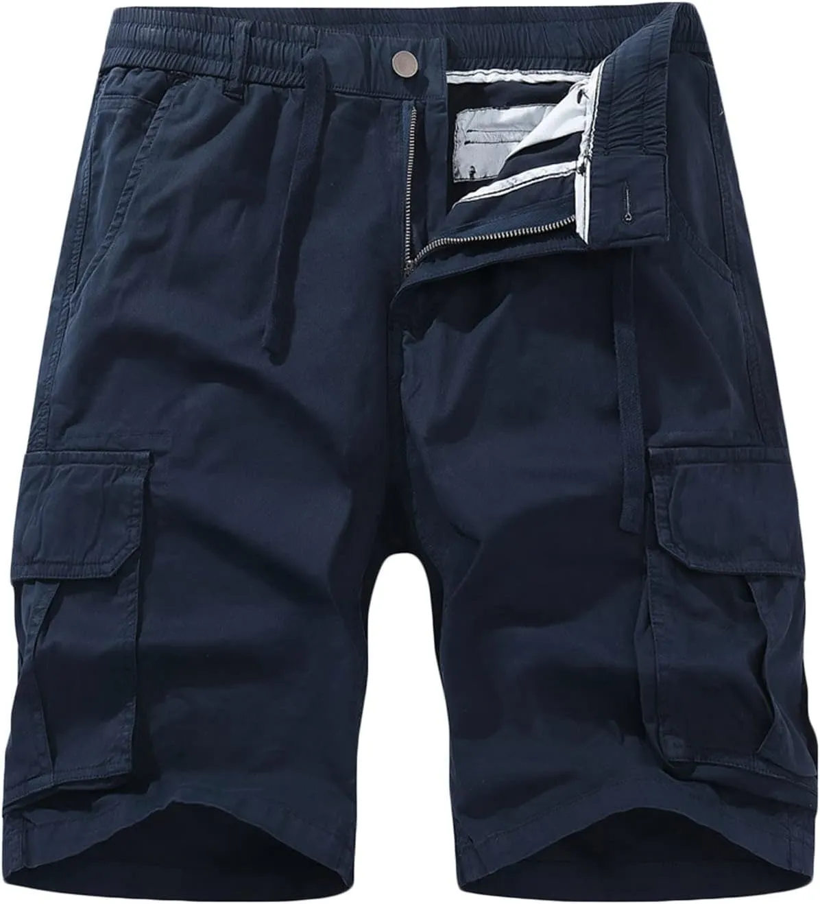 Muscularfit Men Shorts Cotton Drawstring Elastic Waist Cargo Shorts Multi Pockets Casual Work Utility Shorts Outdoor Fashion