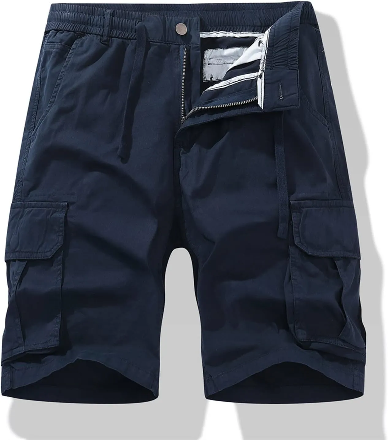 Muscularfit Men Shorts Cotton Drawstring Elastic Waist Cargo Shorts Multi Pockets Casual Work Utility Shorts Outdoor Fashion