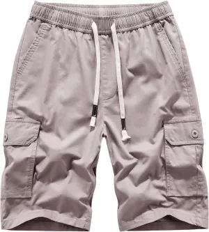 Muscularfit Mens Cotton Cargo Shorts with Pockets Drawstring Elastic Waist Camouflage Shorts Regular Fit Camo Athletic Shorts
