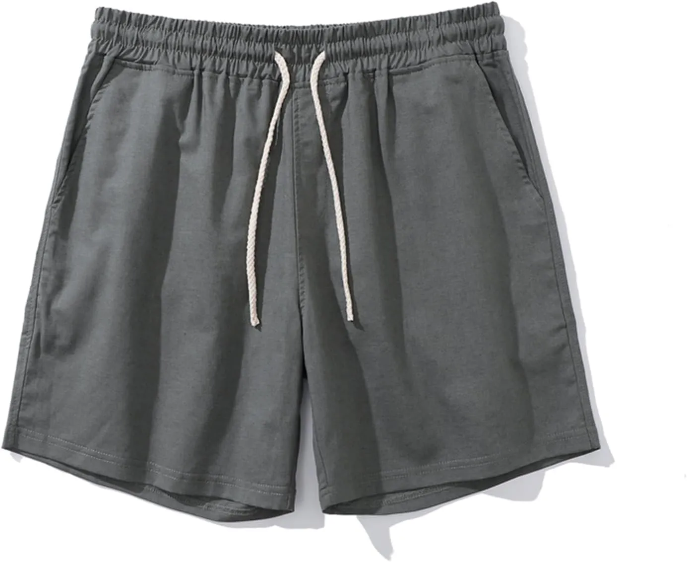 Muscularfit Mens Stretch Shorts Summer Causal Elastic Waist Drawstring Cotton Linen Shorts Loose Fit Solid Gym Beach Shorts