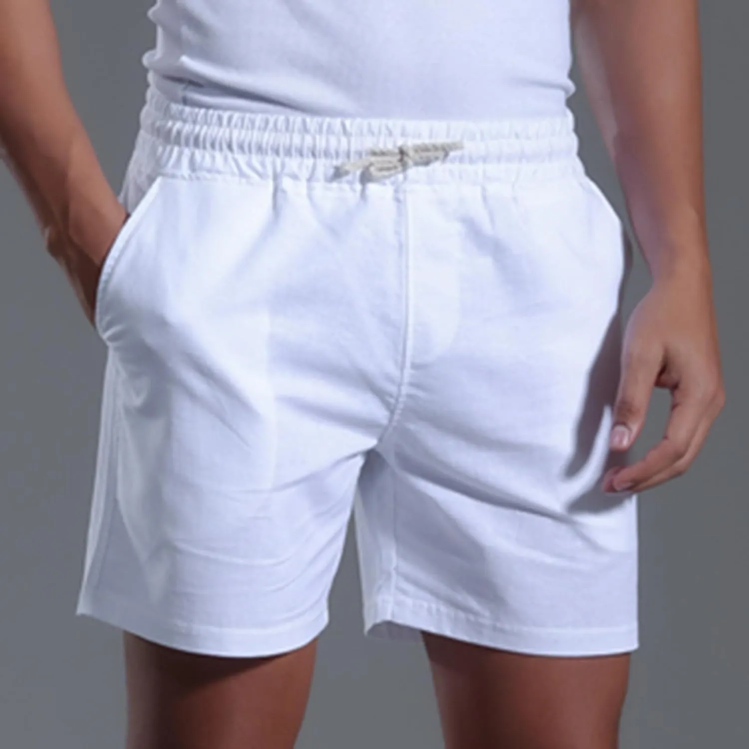 Muscularfit Mens Stretch Shorts Summer Causal Elastic Waist Drawstring Cotton Linen Shorts Loose Fit Solid Gym Beach Shorts