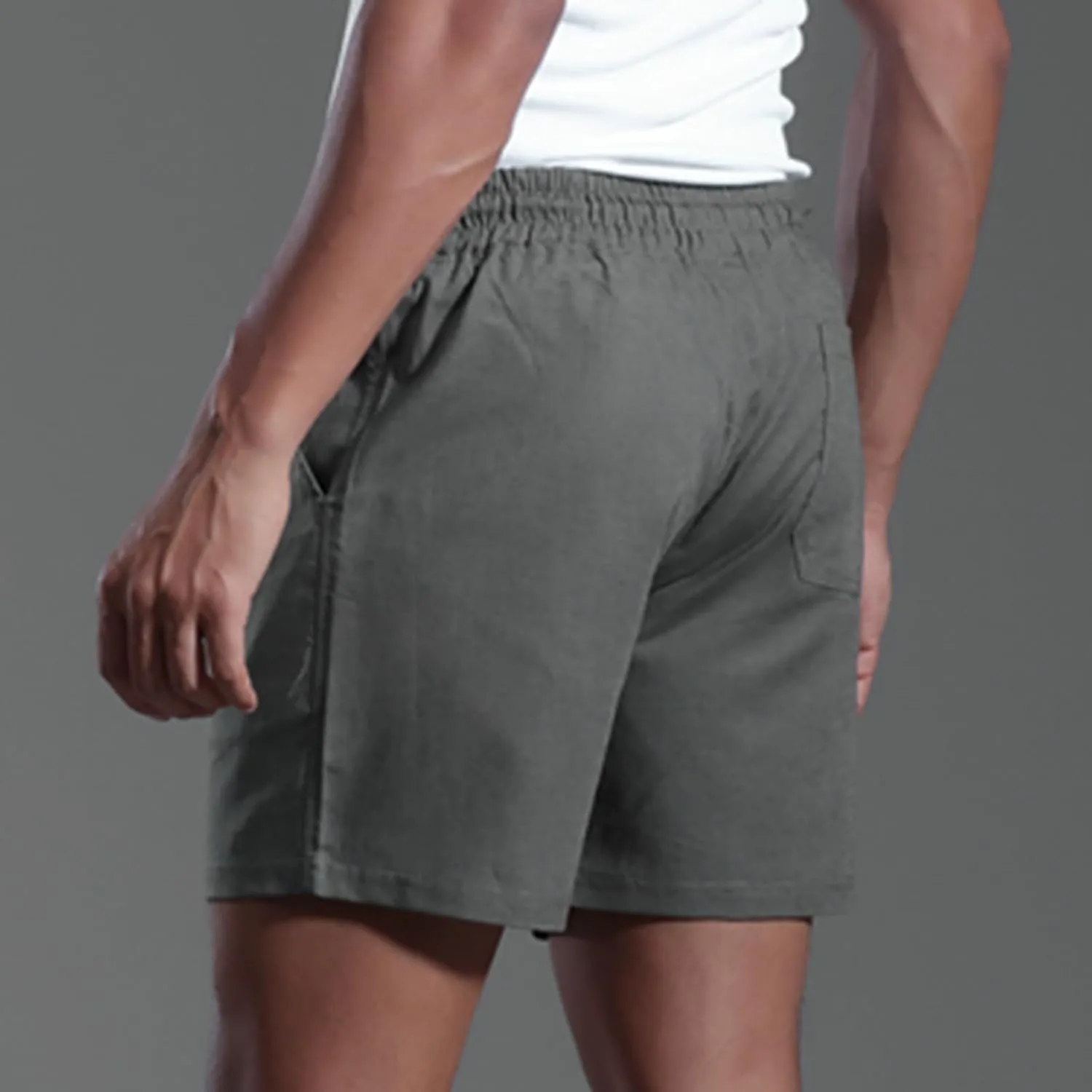 Muscularfit Mens Stretch Shorts Summer Causal Elastic Waist Drawstring Cotton Linen Shorts Loose Fit Solid Gym Beach Shorts