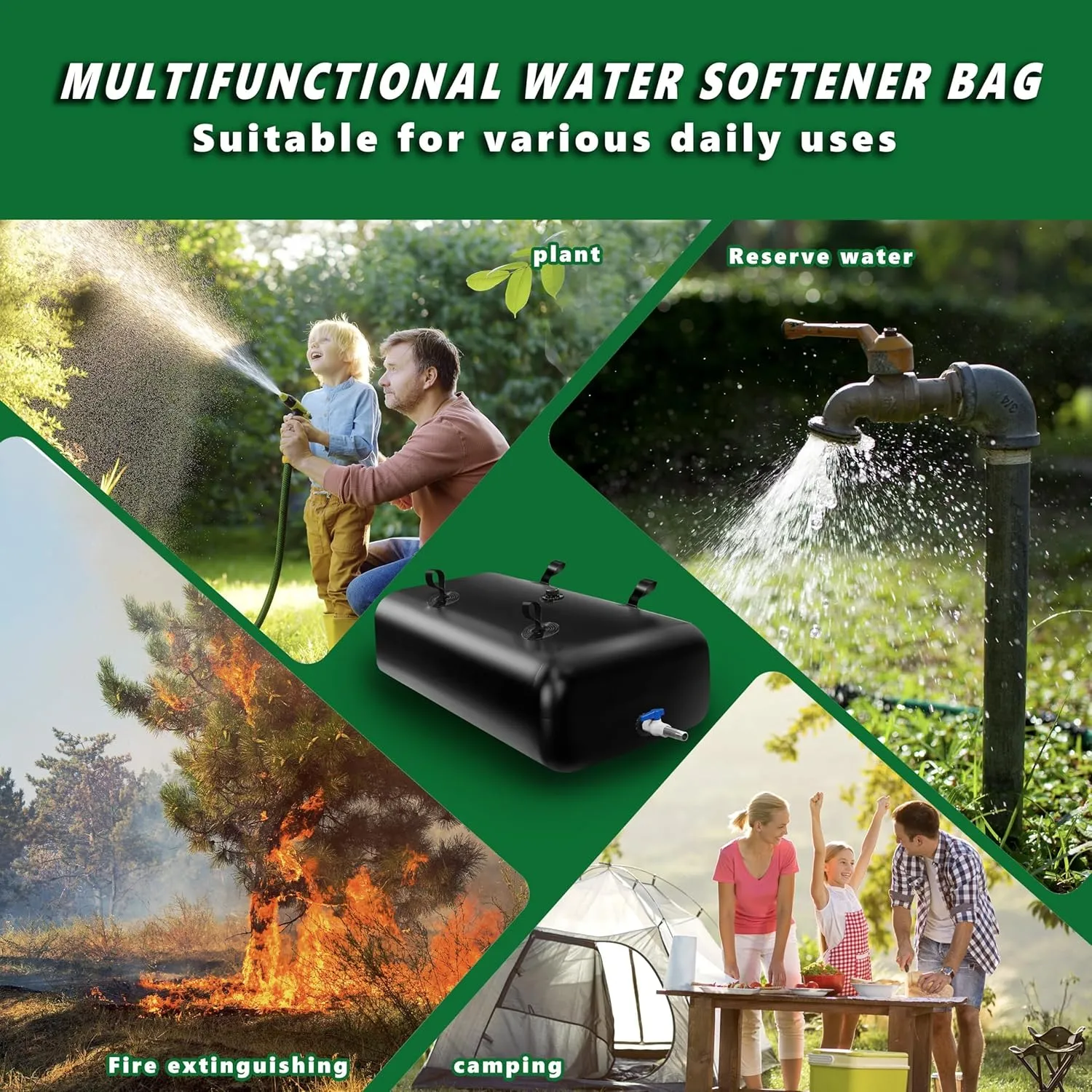 MXQMKL 1000 L/264 gal Water Bladder Storage Containers, Foldable Portable Water Tank Large Capacity Soft Water Bag, Drought Resistance, Fire Prevention, Emergency Water