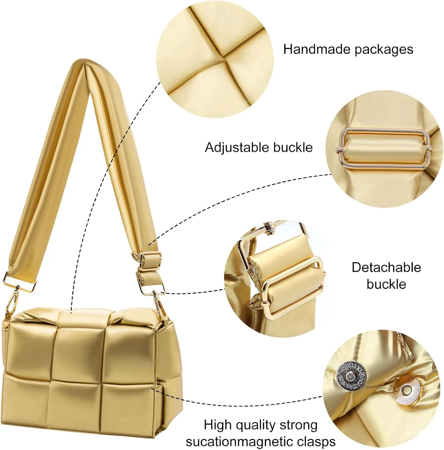 NAARIIAN Shoulder bags for women, Light-weight small puffer purses waterproof, hand-woven puffy bag crossbody handbag
