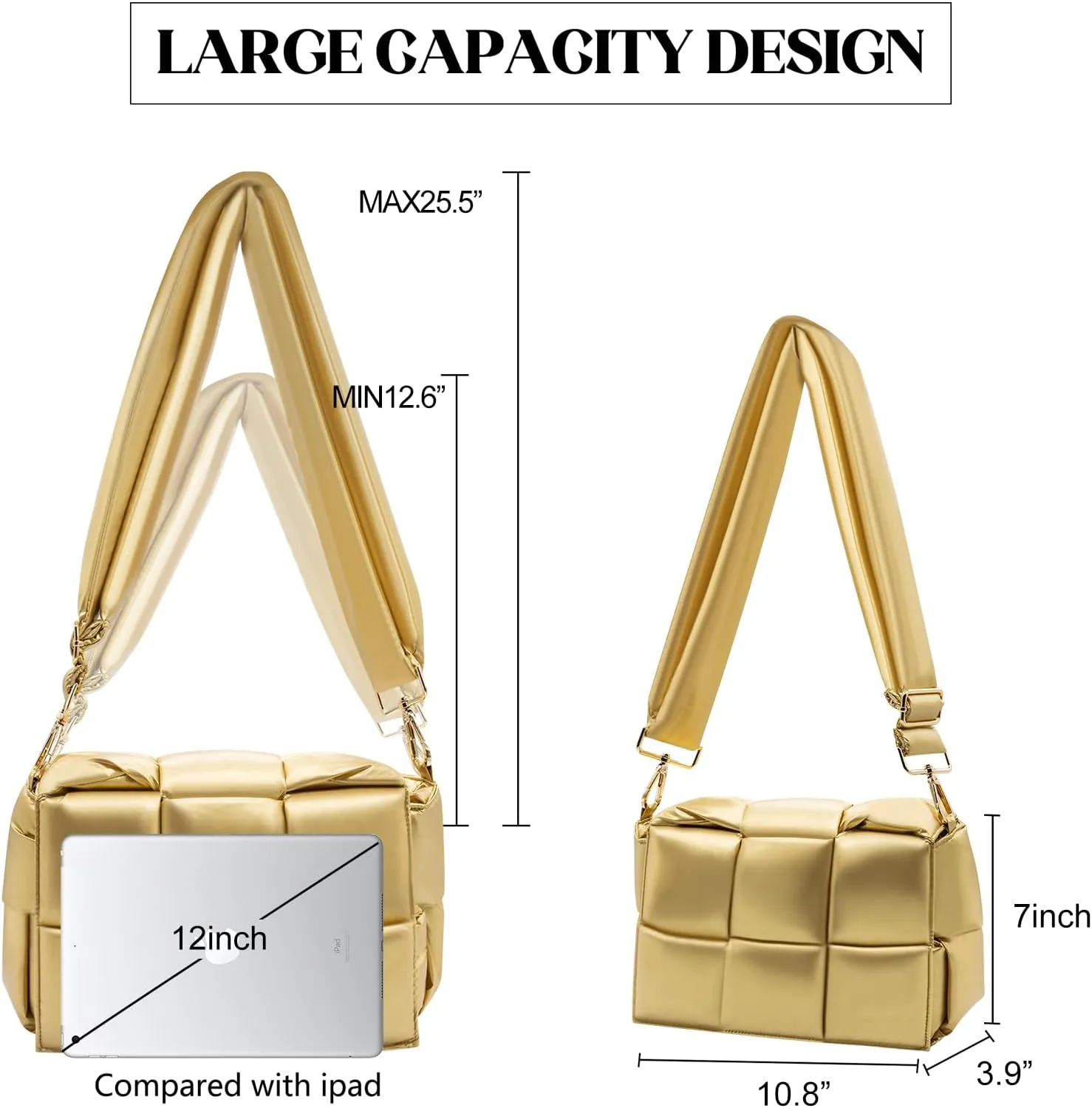 NAARIIAN Shoulder bags for women, Light-weight small puffer purses waterproof, hand-woven puffy bag crossbody handbag