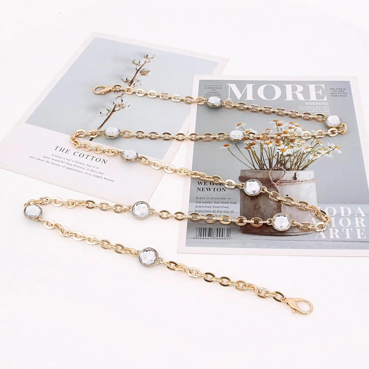 Naimo Rhinestone Bag Chain Extender Purse Chain Strap Crystal Handbag Chains Shoulder Crossbody Bag Replacement Metal Chain Bag Accessories