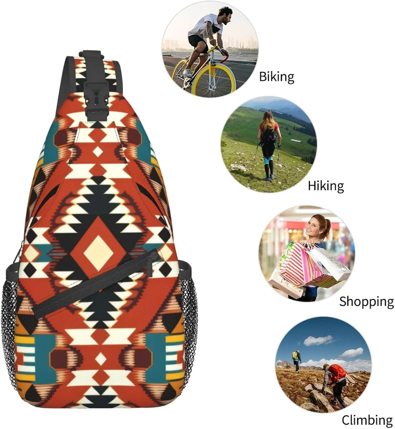 Native Southwest American Crossbody Sling Backpack, Sling Bag Travel Hiking Chest Bag Unisex Daypack