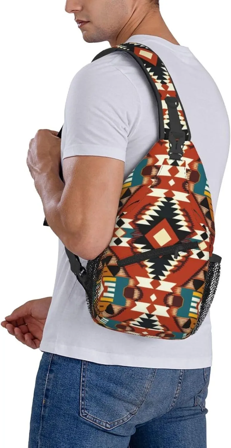 Native Southwest American Crossbody Sling Backpack, Sling Bag Travel Hiking Chest Bag Unisex Daypack