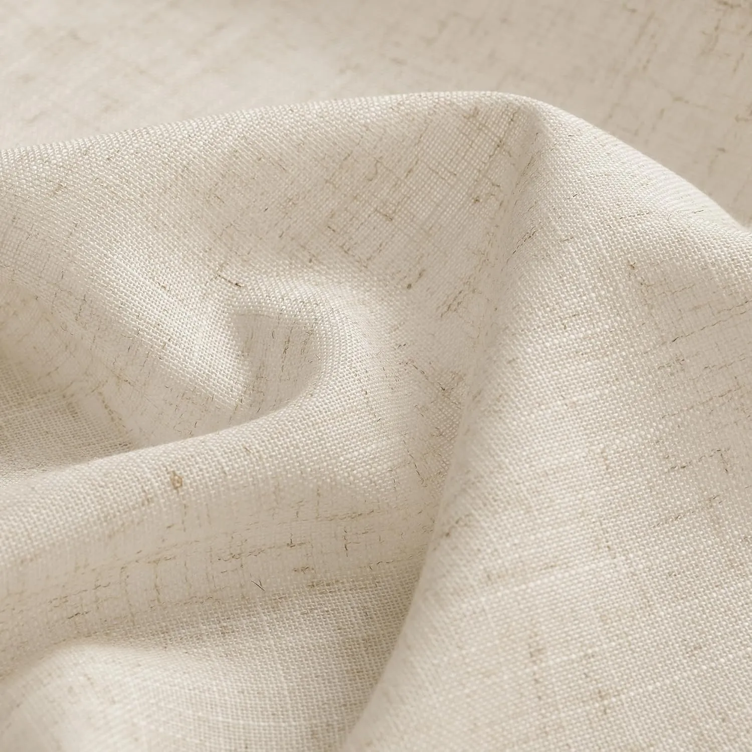 Natural Linen Curtains 48 Inch Length 2 Panels for Living Room Bedroom, Light Filtering Sheer Curtains 48 Inches, Neutral Modern Grommet Semi Sheer Soft Privacy Drapes Beige