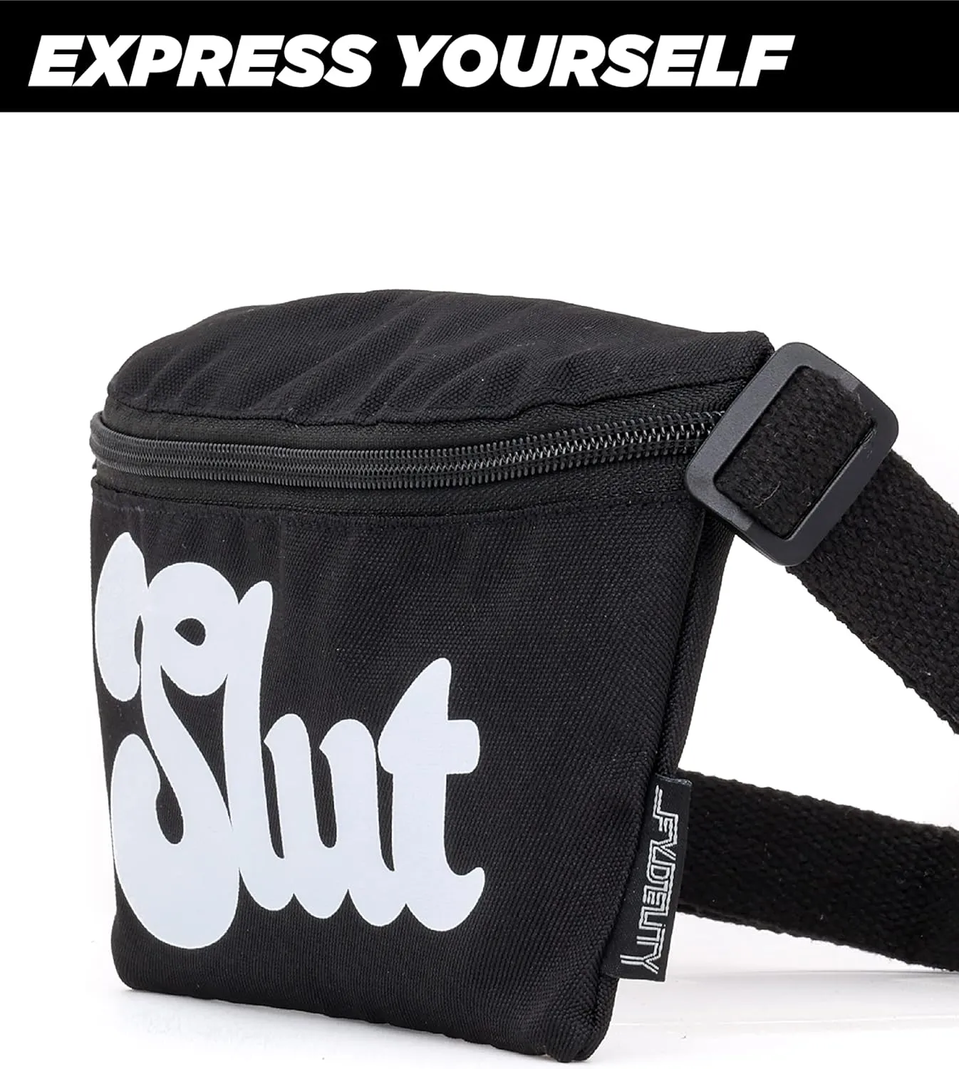 NC-17 90s Black Fanny Pack Crossbody Bags for Women Festival Bag Small Fanny Packs for Women Fashionable Concert Rave Accessories Fanny Pack for Men Womens Fashion Waist (83033)