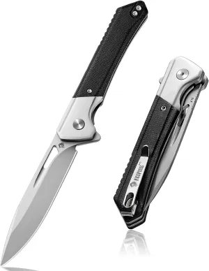 NedFoss ELF Pocket Knife, 3.3" D2 Blade EDC Knife with G10 Handle, Flipper Open, Deep Carry Pocket Clip, Lightweight Slim Utility Folding Knives for Men Women