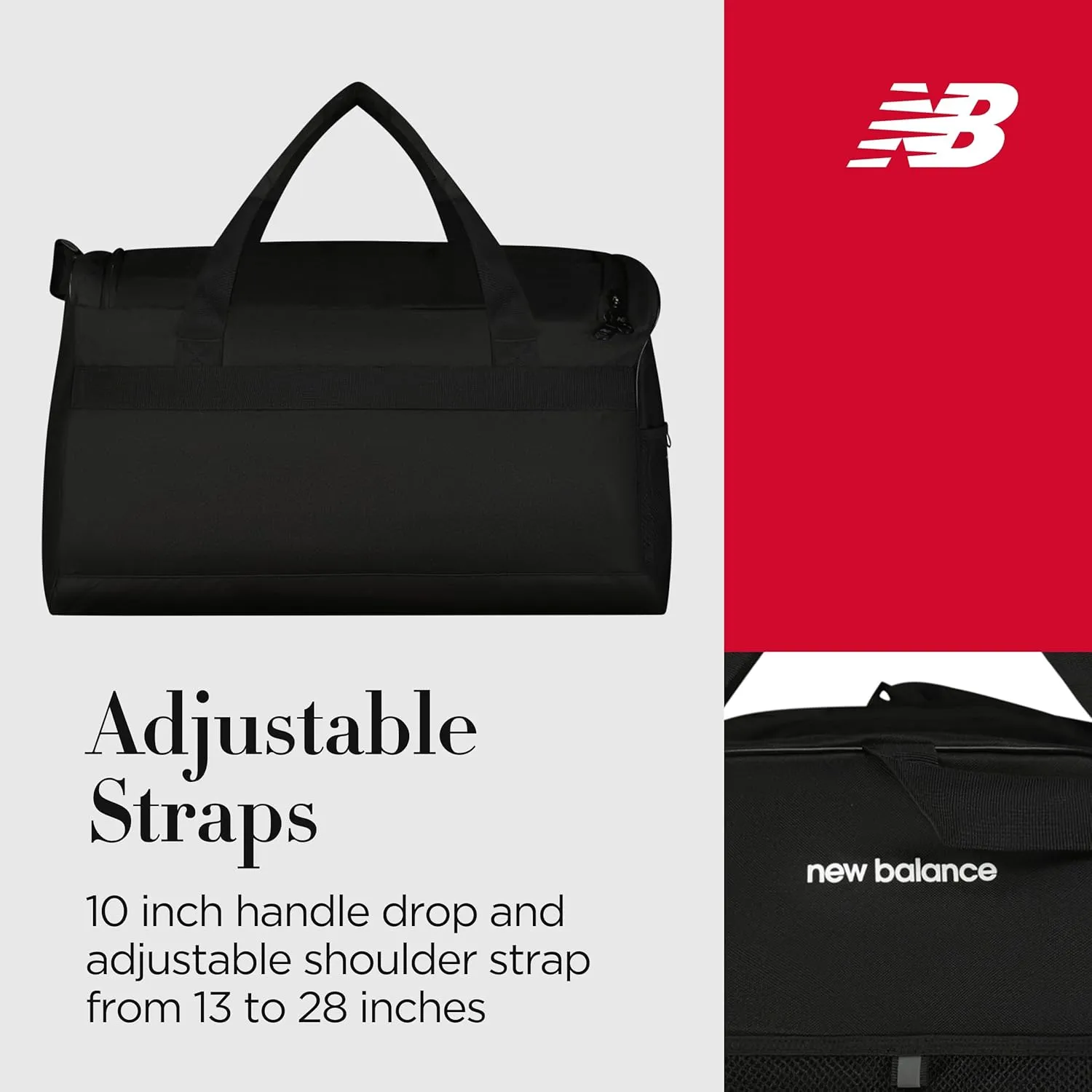 New Balance Duffel Bag, Medium Gym Travel Luggage with Carry Handles and Adjustable Shoulder Strap