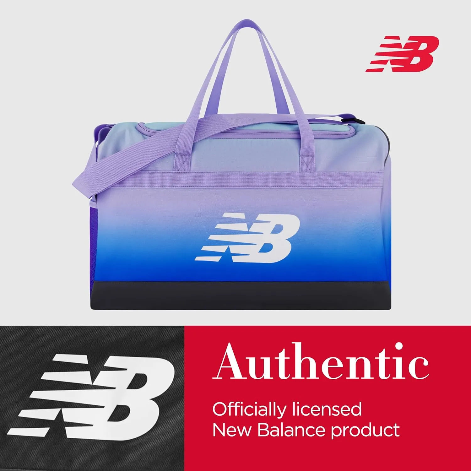 New Balance Duffel Bag, Small Carry On Gym Travel Luggage with Carrier Handles and Adjustable Shoulder Strap