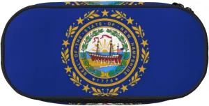 New Hampshire state flag print Large Capacity Pencil Case Black Color,Pen Bags Pencil Pouch Organizer for Office College