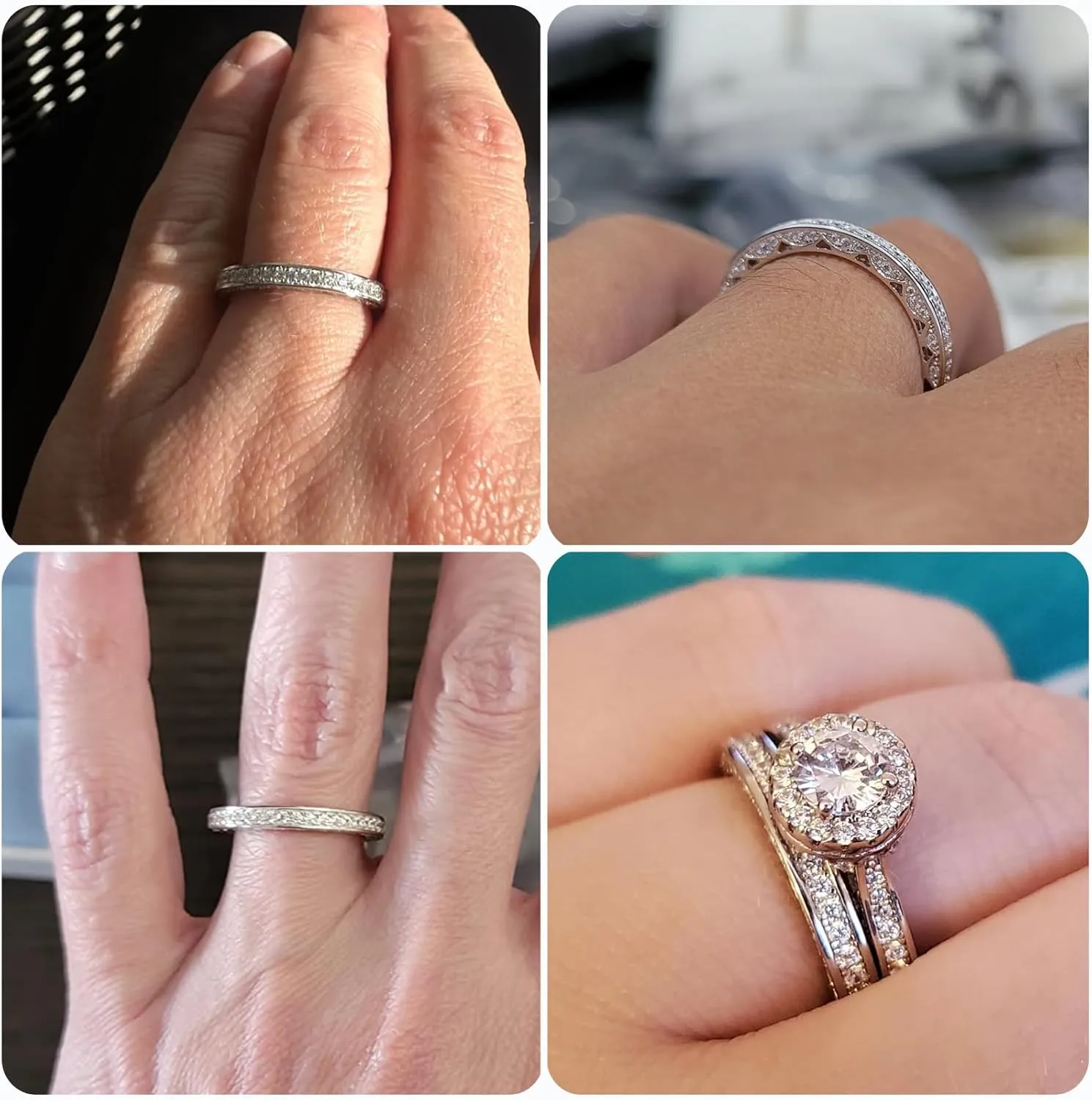 Newshe Jewellery Stackable Band AAAAA Cz Wedding Engagement Ring for Women 925 Sterling Silver Eternity 2.5mm Size 4-13