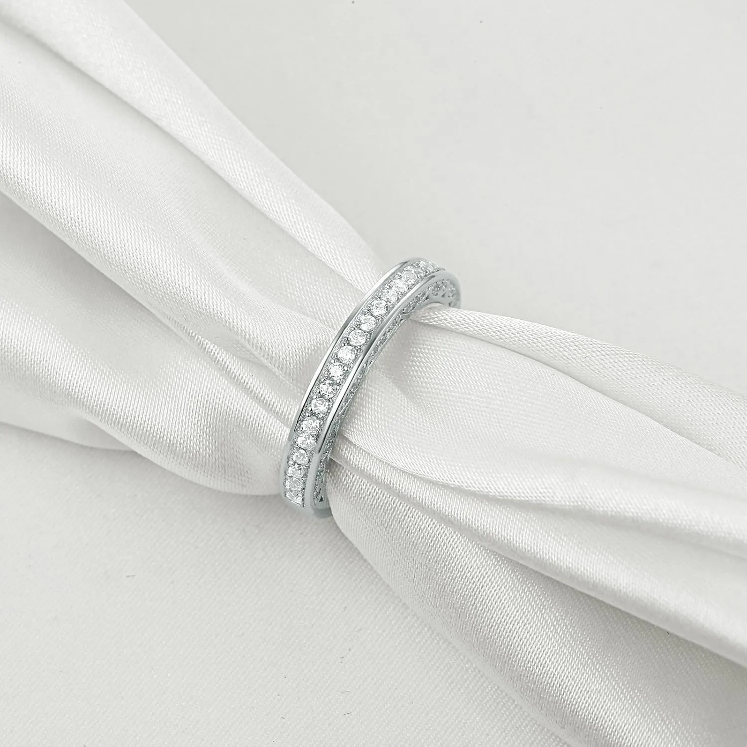 Newshe Jewellery Stackable Band AAAAA Cz Wedding Engagement Ring for Women 925 Sterling Silver Eternity 2.5mm Size 4-13
