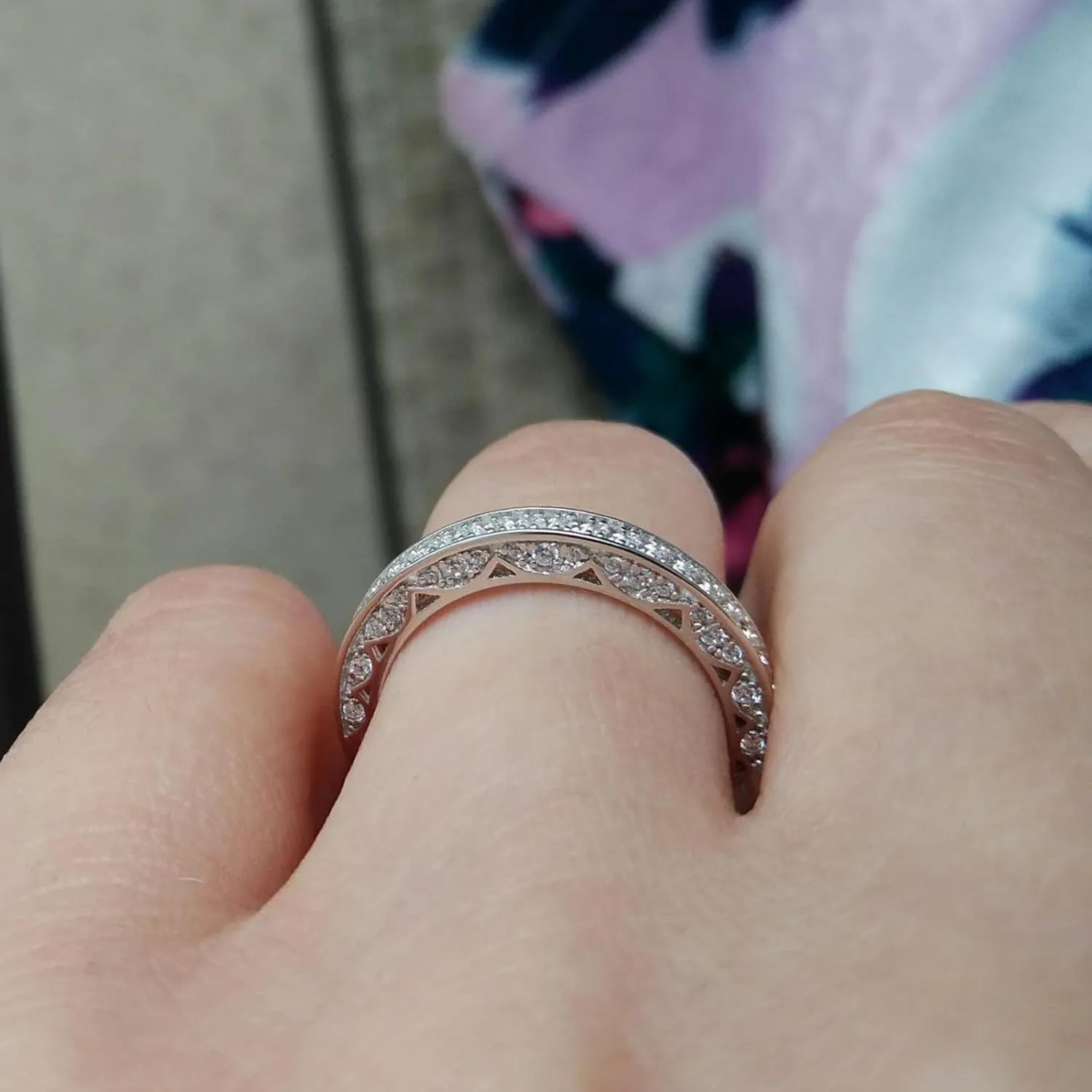 Newshe Jewellery Stackable Band AAAAA Cz Wedding Engagement Ring for Women 925 Sterling Silver Eternity 2.5mm Size 4-13