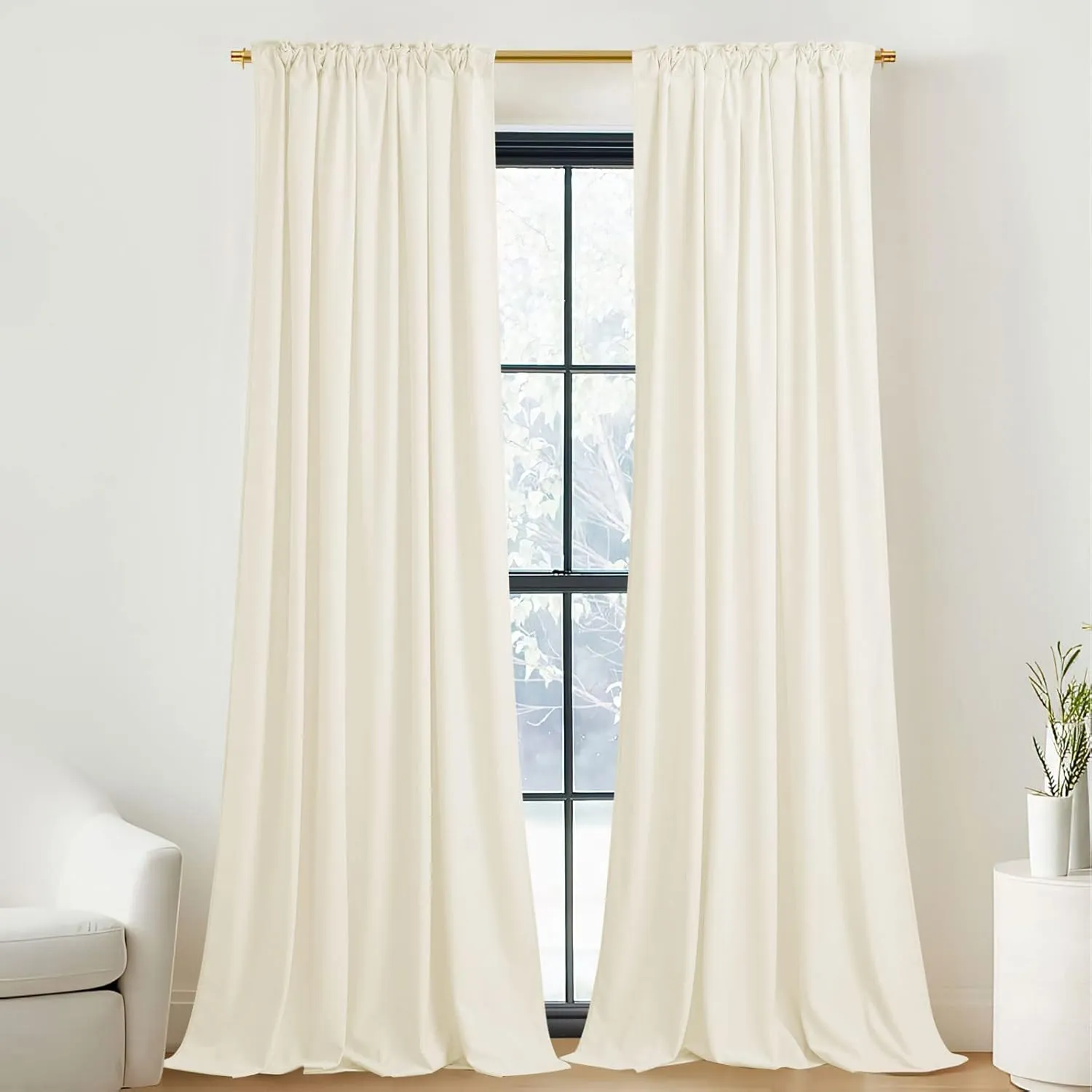 NICETOWN Ivory White Velvet Curtains 120" Length for Bedroom Living Room, Room Darkening Drapes Thermal Insulated, Luxury and Thick Window Velvet Panels for French Door/Country House, 52" Wide, 2 PCs