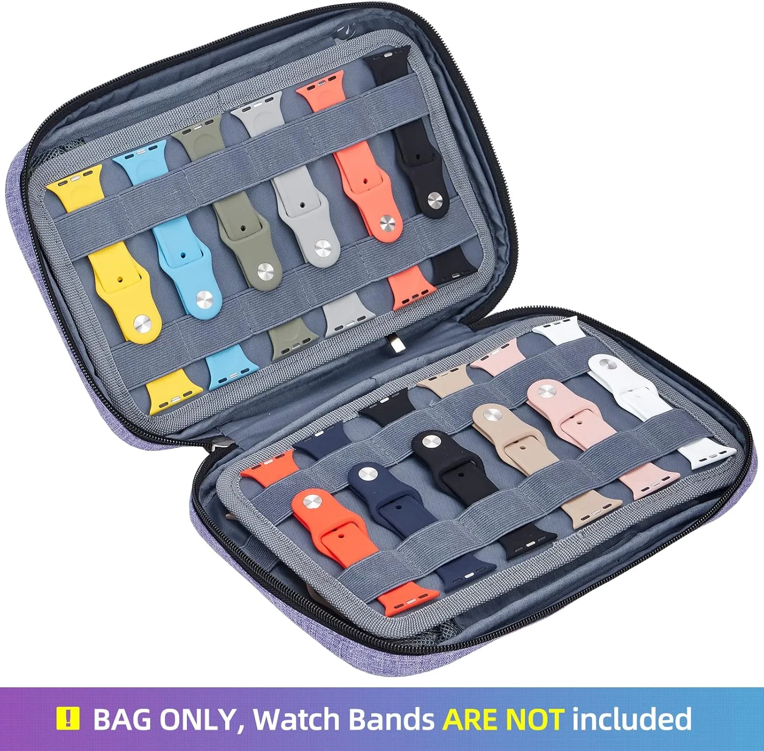 NICOGENA 32 Watch Bands Case, Compatible with Apple, Straps Organizer and Accessories Storage Holder, Purple(Bag Only)