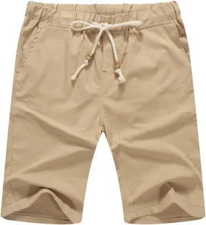 NITAGUT Men's Linen Casual Classic Fit Short Drawstring Summer Beach Shorts