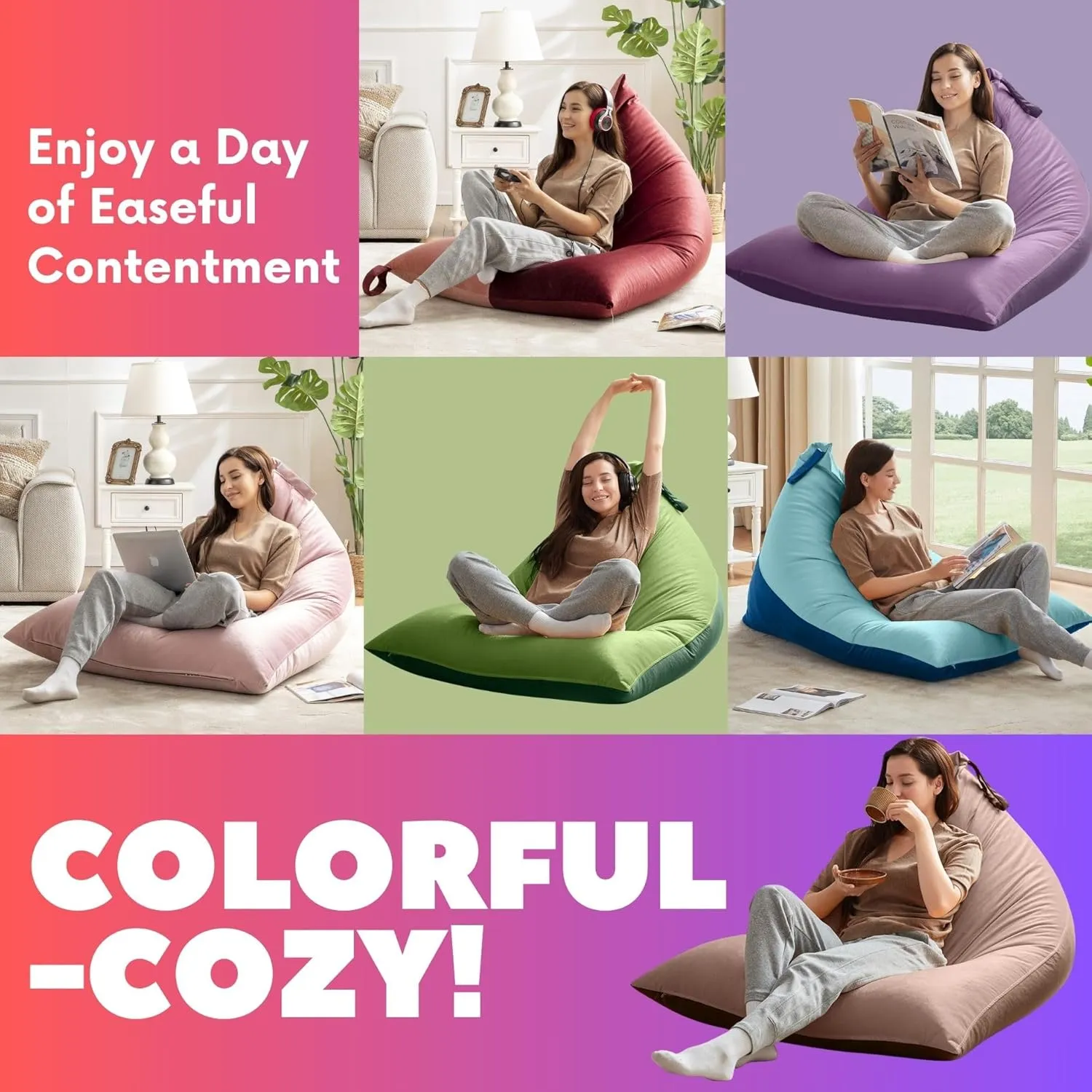 Nobildonna 4ft Bean Bag Chair Cover (No Filler) for Adults, 400L Extra Large Premium Velvet Beanbag Chair Cover, Washable Beanbag Without Filling Ultra Soft Triangular Lazy Sofa Cover (Brown)