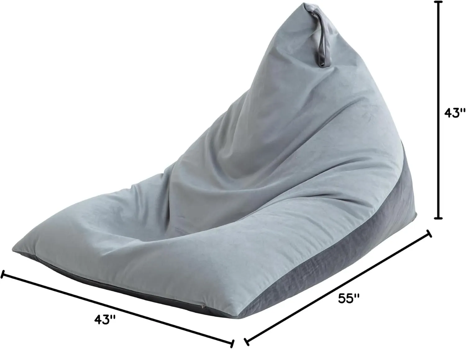 Nobildonna 4ft Bean Bag Chair Cover (No Filler) for Adults, 400L Extra Large Premium Velvet Beanbag Chair Cover, Washable Beanbag Without Filling Ultra Soft Triangular Lazy Sofa Cover (Grey)
