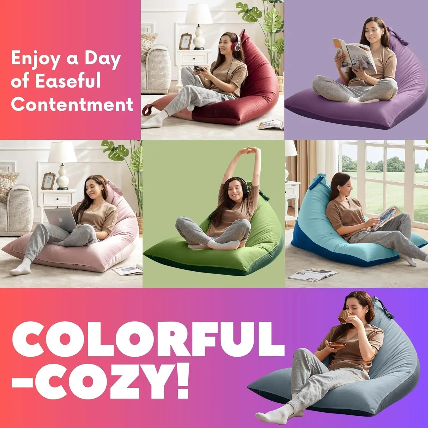 Nobildonna 4ft Bean Bag Chair Cover (No Filler) for Adults, 400L Extra Large Premium Velvet Beanbag Chair Cover, Washable Beanbag Without Filling Ultra Soft Triangular Lazy Sofa Cover (Grey)