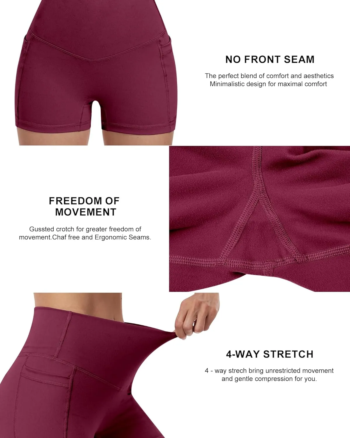 NORMOV 4 Packs Spandex Shorts for Women with Pockets, 3'' High Waisted Tummy Control Booty Yoga Shorts