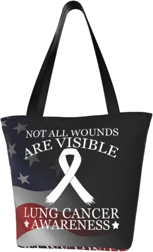 Not All Wounds Are Visible Lung Cancer Awareness Fashion Shoulder Bag Large Capacity For Man Or Woman