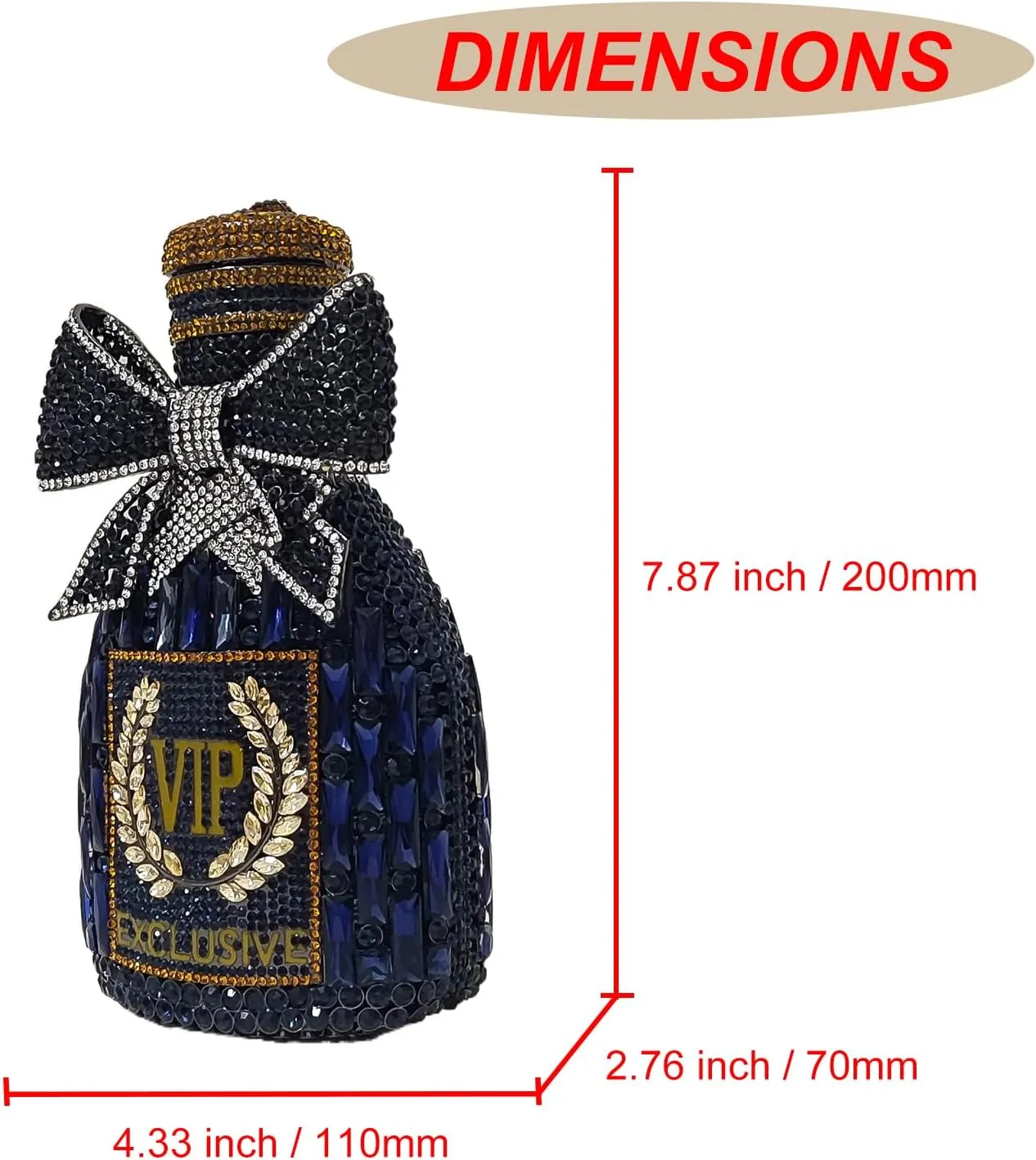 Novelty Champagne Bottle Evening Bag Rhinestone Clutch with Bowknot Women Purse Party Cocktail Crystal Handbag