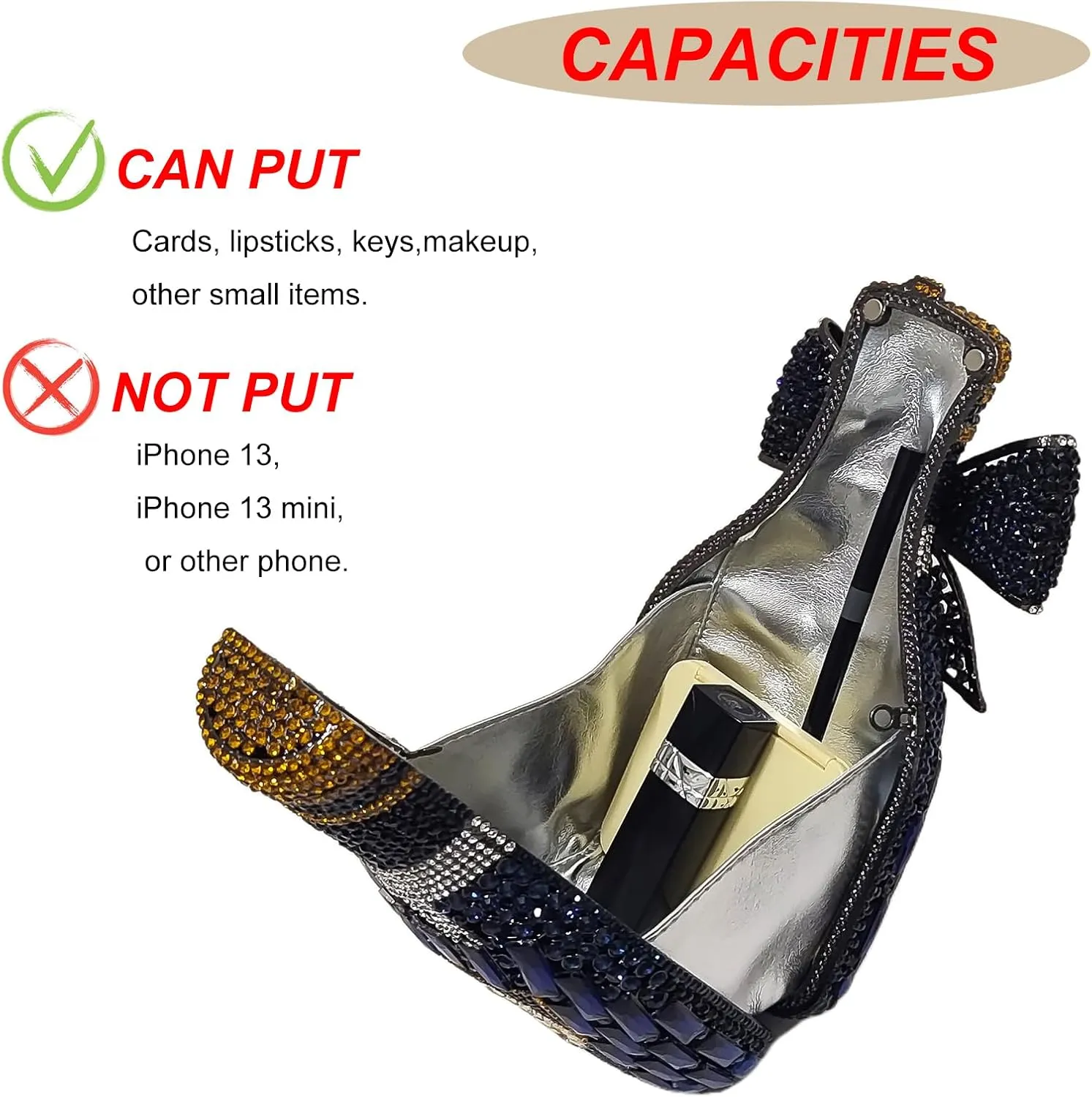 Novelty Champagne Bottle Evening Bag Rhinestone Clutch with Bowknot Women Purse Party Cocktail Crystal Handbag