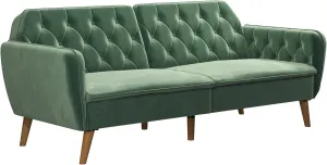 Novogratz Tallulah Memory Foam Futon Couch Bed, Futon Sofa Bed - Light Green Velvet