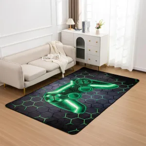 NTBED Game Console Area Rug for Bedroom Sofa Playroom Gaming Geometric Bedside Rugs Gamer Decorative Floor Mat Carpet (3x5 Feet, Green)