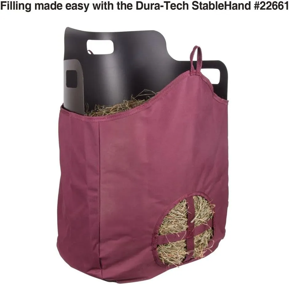 Nylon Hay Bag for Horses | Color Burgundy | Enhances Digestion with Slow Consumption | Minimizes Hay Waste | Extremely Durable 600 Denier PVC Construction