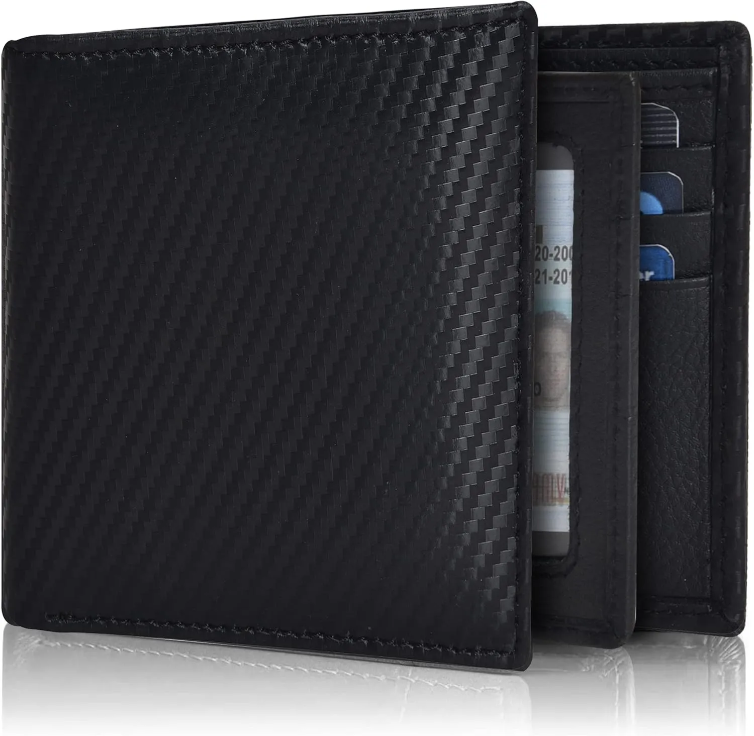 Oak Leathers Leather Wallet for Men - RFID Bifold Wallets with 9 Credit Cards 1 ID Window Slim Minimalist Front Pocket Gift For Men