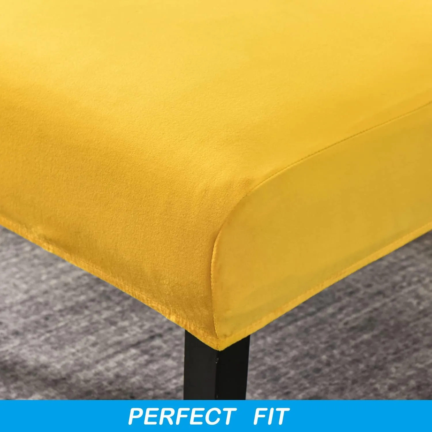 OBCREAT Armless Accent Chair Cover,High Stretch Slipper Chair Slipcovers Soft Velvet Armless Chair Covers with Elastic Bottom Plush Furniture Protector Cover for Living Room Home Hotel (Yellow)