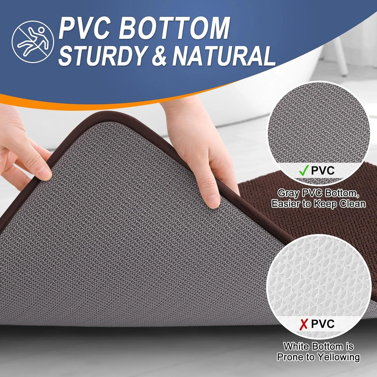 OLANLY Thick Memory Foam Bath Mat Rug 30x20, Extra Soft Absorbent Bathroom Rug, Quick Dry Bath Mats, Non-Slip, Machine Washable Carpet for Bathroom, Tub and Shower, Home Decor Accessories, Brown