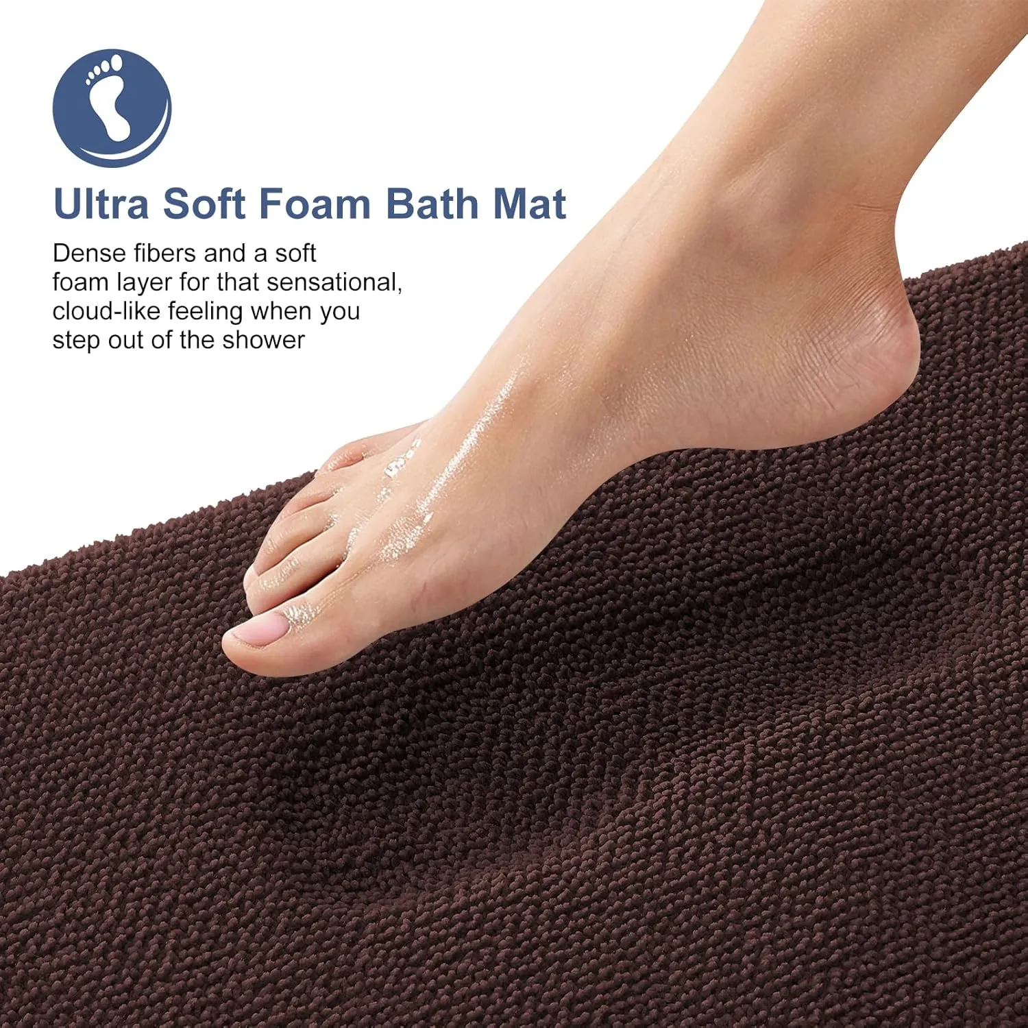 OLANLY Thick Memory Foam Bath Mat Rug 30x20, Extra Soft Absorbent Bathroom Rug, Quick Dry Bath Mats, Non-Slip, Machine Washable Carpet for Bathroom, Tub and Shower, Home Decor Accessories, Brown