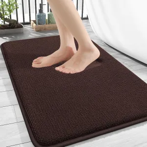 OLANLY Thick Memory Foam Bath Mat Rug 30x20, Extra Soft Absorbent Bathroom Rug, Quick Dry Bath Mats, Non-Slip, Machine Washable Carpet for Bathroom, Tub and Shower, Home Decor Accessories, Brown