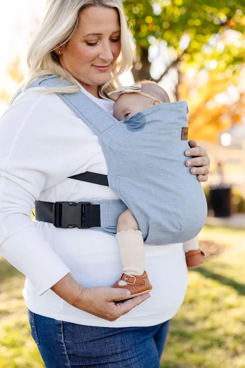 Original Happy Baby Carrier - Newborn to Toddler Carrier - 50% Linen/50% Cotton - Ethically Made - Lightweight and Adjustable - Powder Color