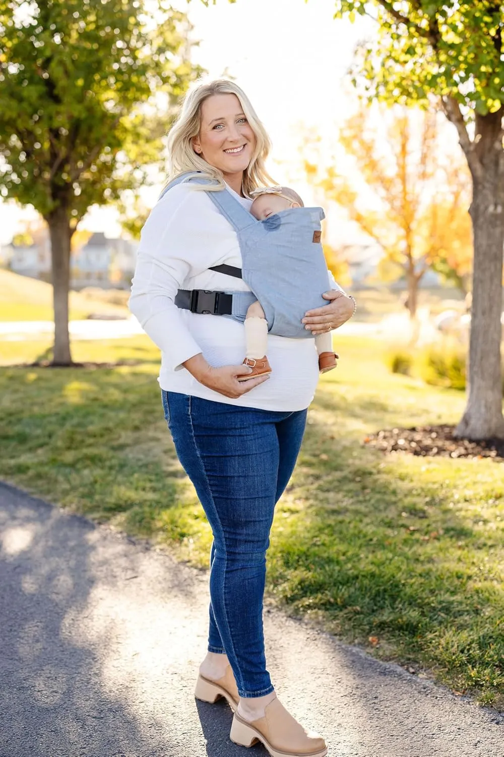 Original Happy Baby Carrier - Newborn to Toddler Carrier - 50% Linen/50% Cotton - Ethically Made - Lightweight and Adjustable - Powder Color